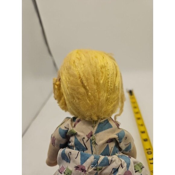 Vtg 1950s Cloth Sawdust Doll Celluloid Mask Hand Painted Face Jointed 13” Poland - Picture 9 of 9